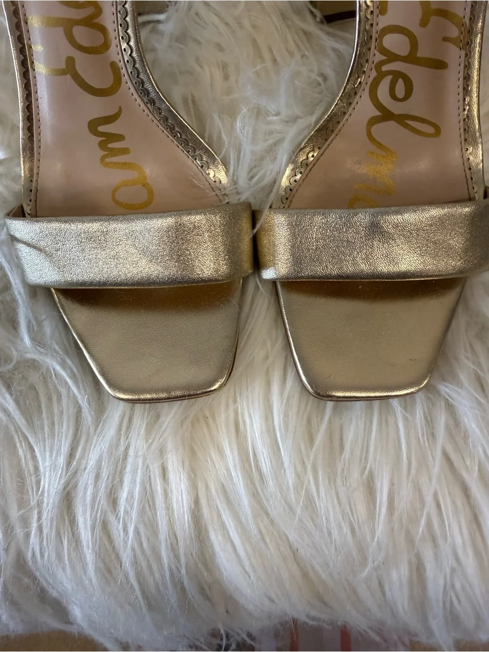 Sam Edelman Metallic Gold Block-Heel Ankle Strap Sandals Size 7.5